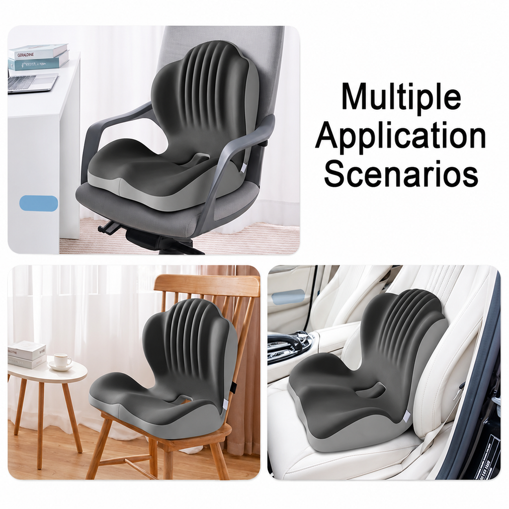 ErgoHaven PostureEase 2-in-1 Ergonomic Memory Foam Seat Cushion with Lumbar Support, L-Shaped Back & Seat Support Pillow, Breathable Non-Slip Office Chair Cushion