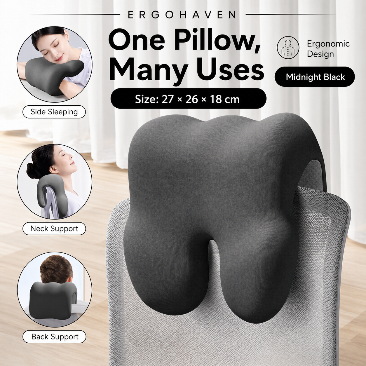ErgoHaven Multi-Position Ergonomic Neck Support Pillow