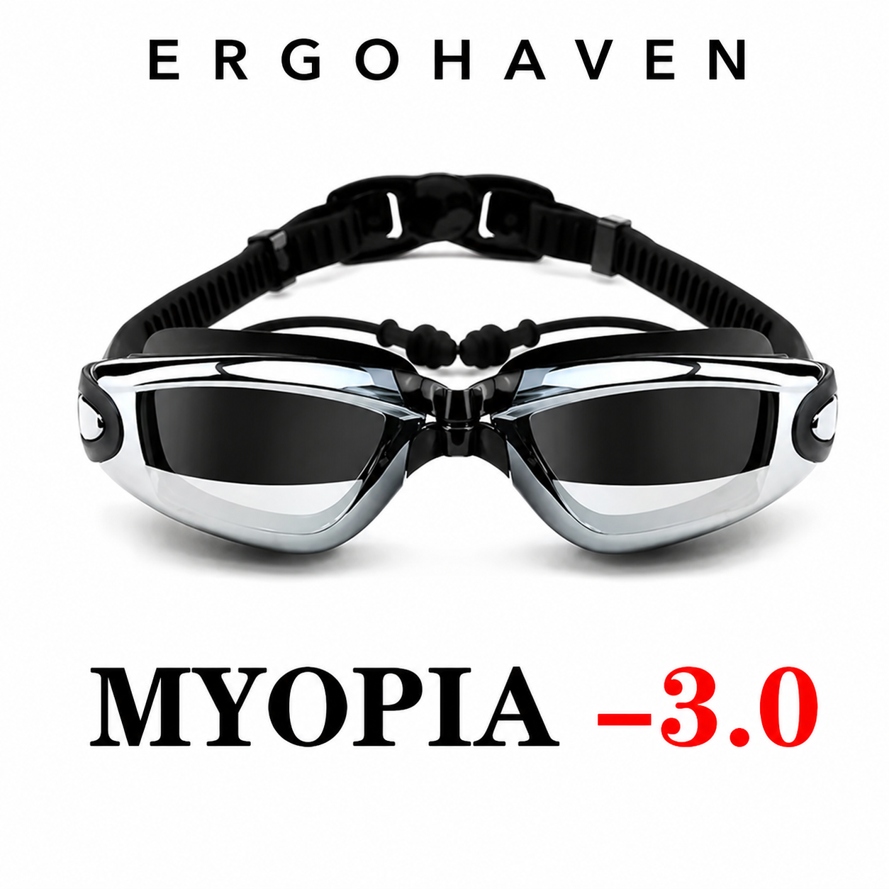 ErgoHaven Prescription Swim Goggles for Nearsighted Adults – Anti-Fog UV Protection