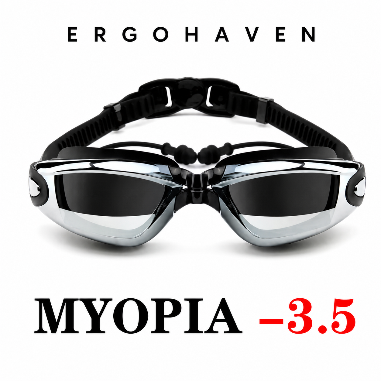ErgoHaven Prescription Swim Goggles for Nearsighted Adults – Anti-Fog UV Protection