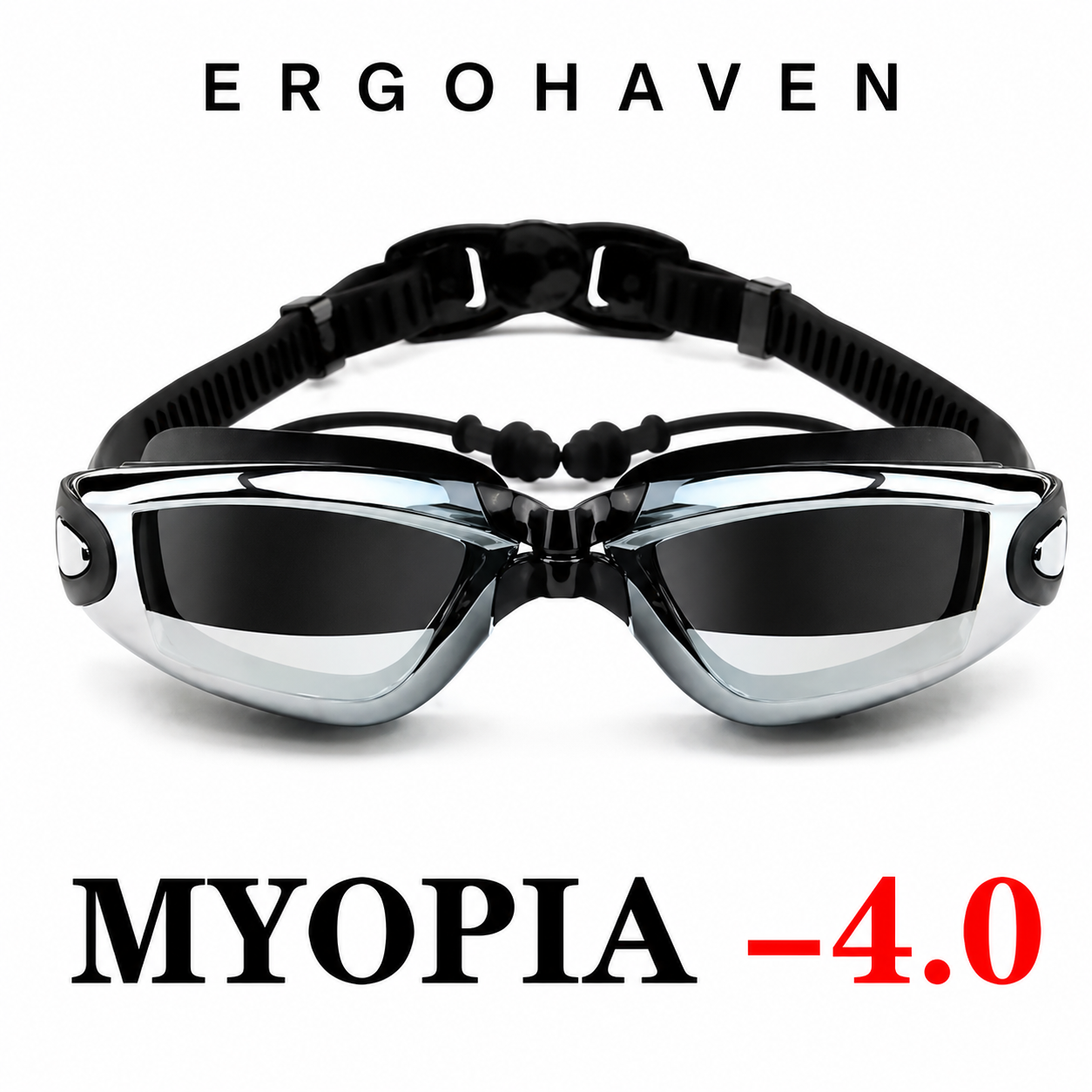 ErgoHaven Prescription Swim Goggles for Nearsighted Adults – Anti-Fog UV Protection
