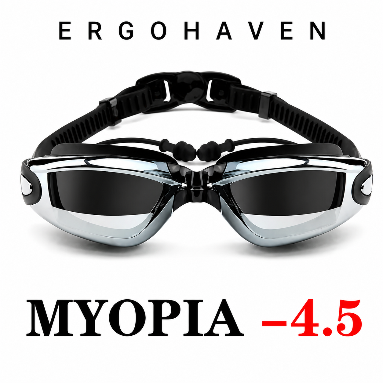 ErgoHaven Prescription Swim Goggles for Nearsighted Adults – Anti-Fog UV Protection