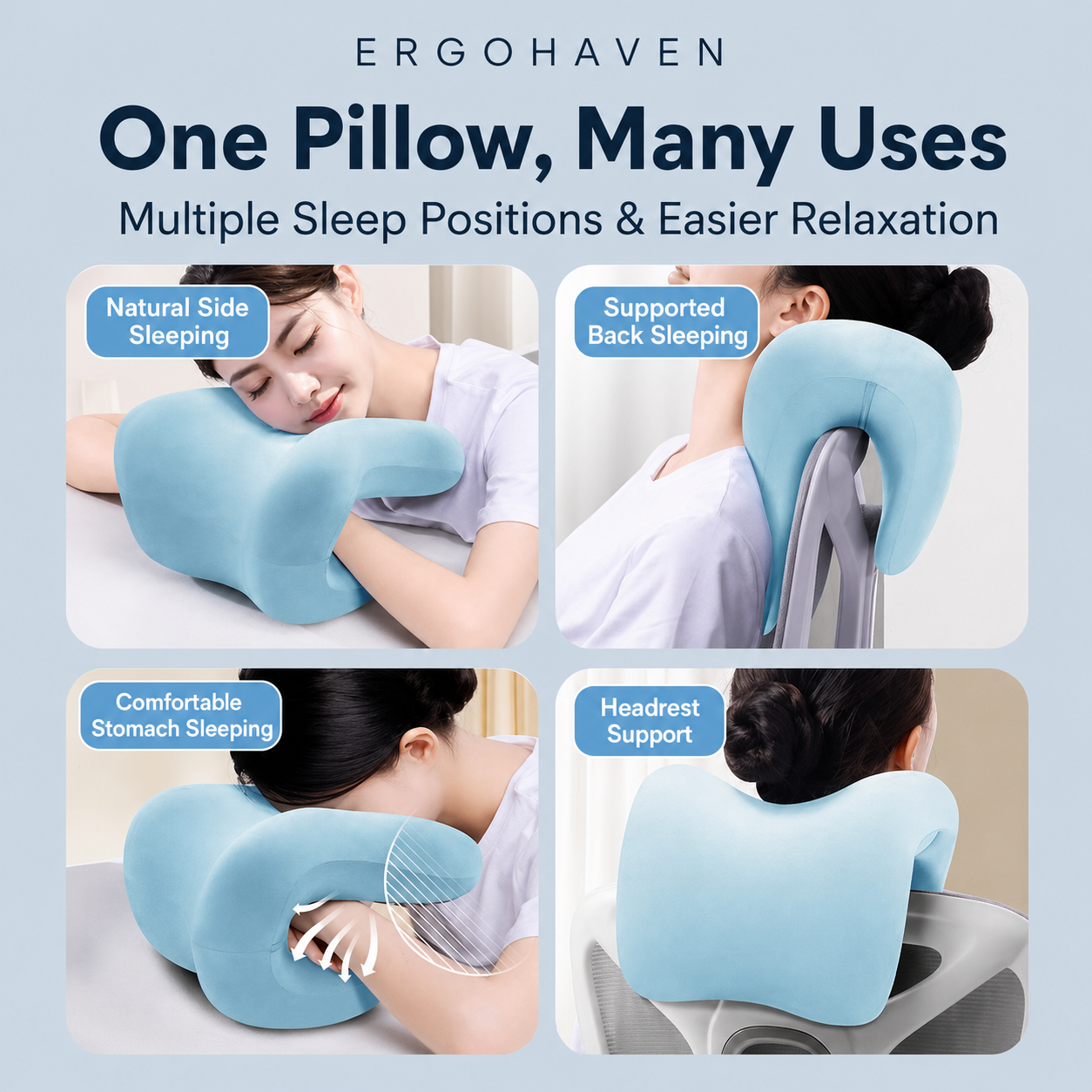 ErgoHaven Multi-Position Ergonomic Neck Support Pillow