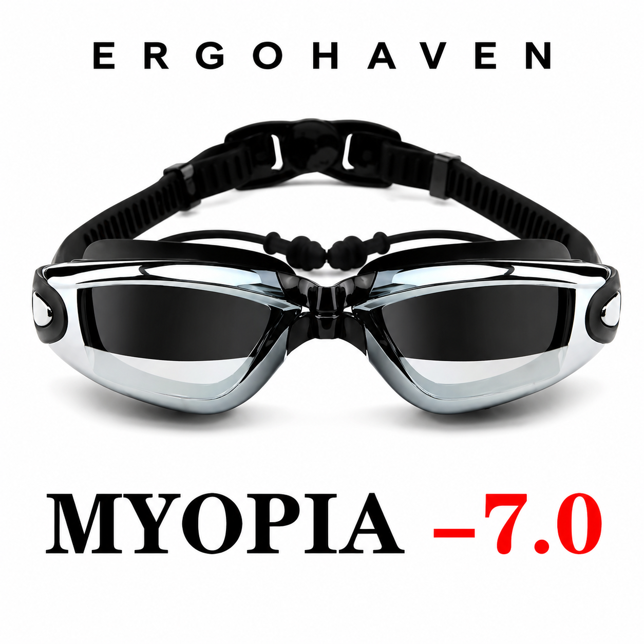 ErgoHaven Prescription Swim Goggles for Nearsighted Adults – Anti-Fog UV Protection