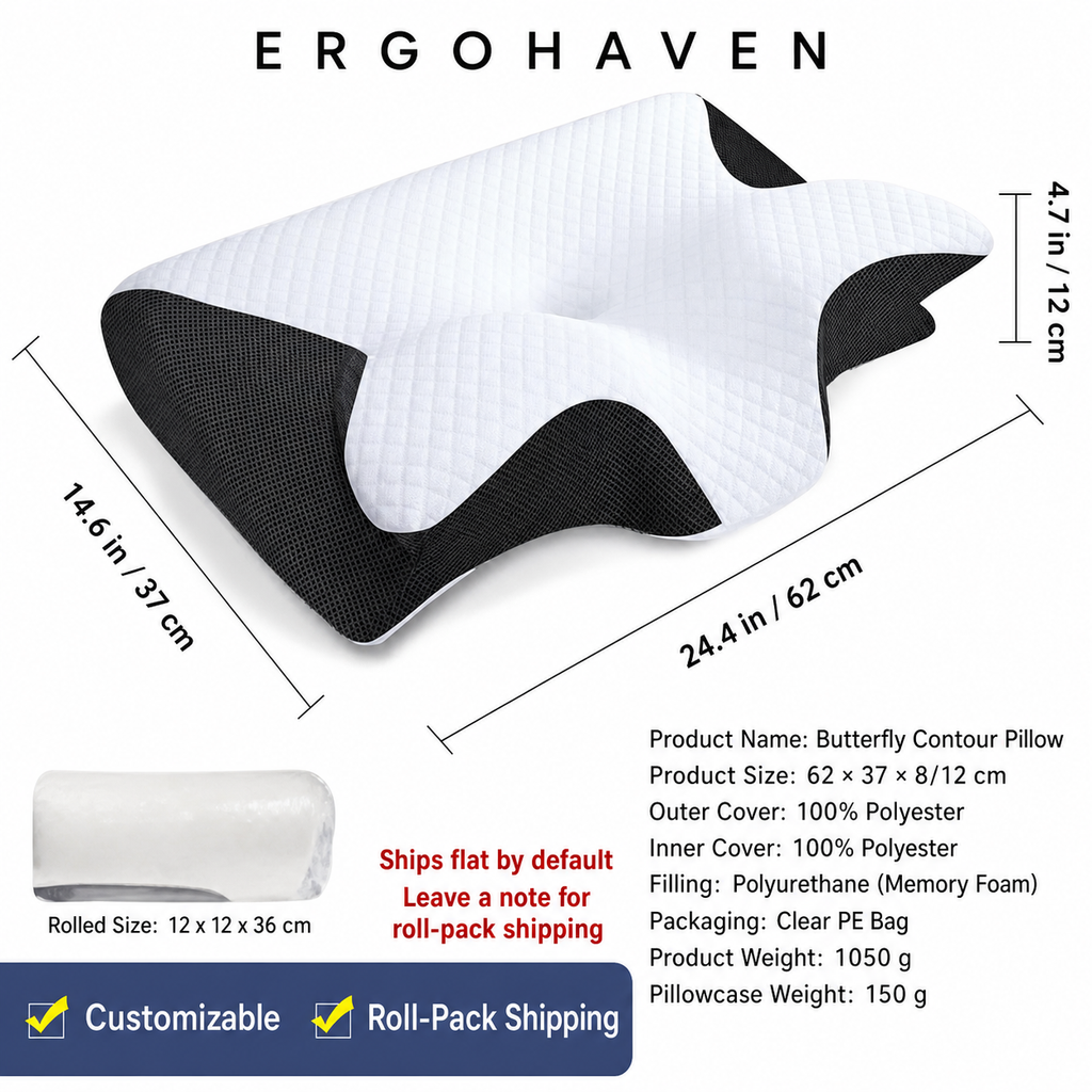 Pillow For ErgoHaven Anti Snore Ergonomic Premium Neck Pain Relief Memory Foam