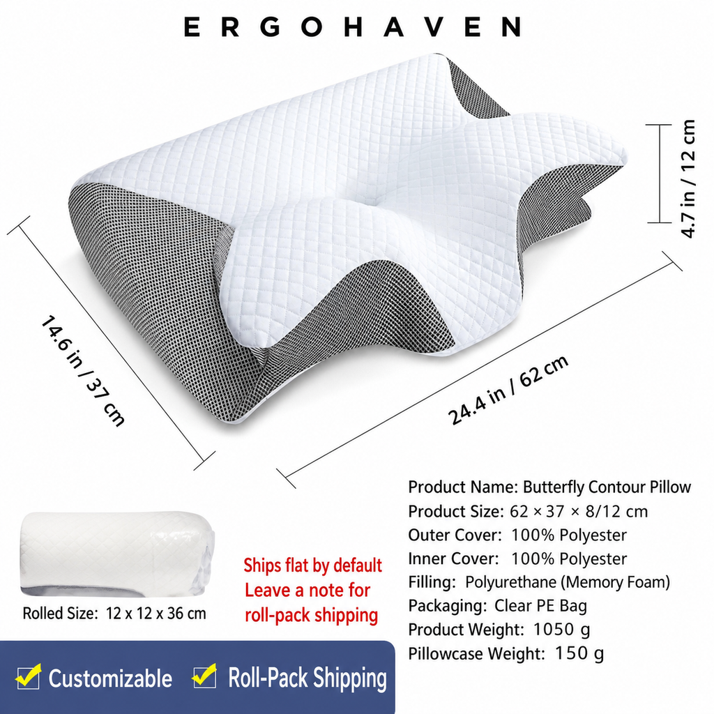 Pillow For ErgoHaven Anti Snore Ergonomic Premium Neck Pain Relief Memory Foam