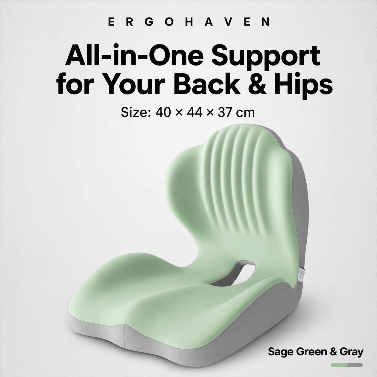 ErgoHaven PostureEase 2-in-1 Ergonomic Memory Foam Seat Cushion with Lumbar Support, L-Shaped Back & Seat Support Pillow, Breathable Non-Slip Office Chair Cushion