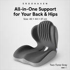 ErgoHaven PostureEase 2-in-1 Ergonomic Memory Foam Seat Cushion with Lumbar Support, L-Shaped Back & Seat Support Pillow, Breathable Non-Slip Office Chair Cushion
