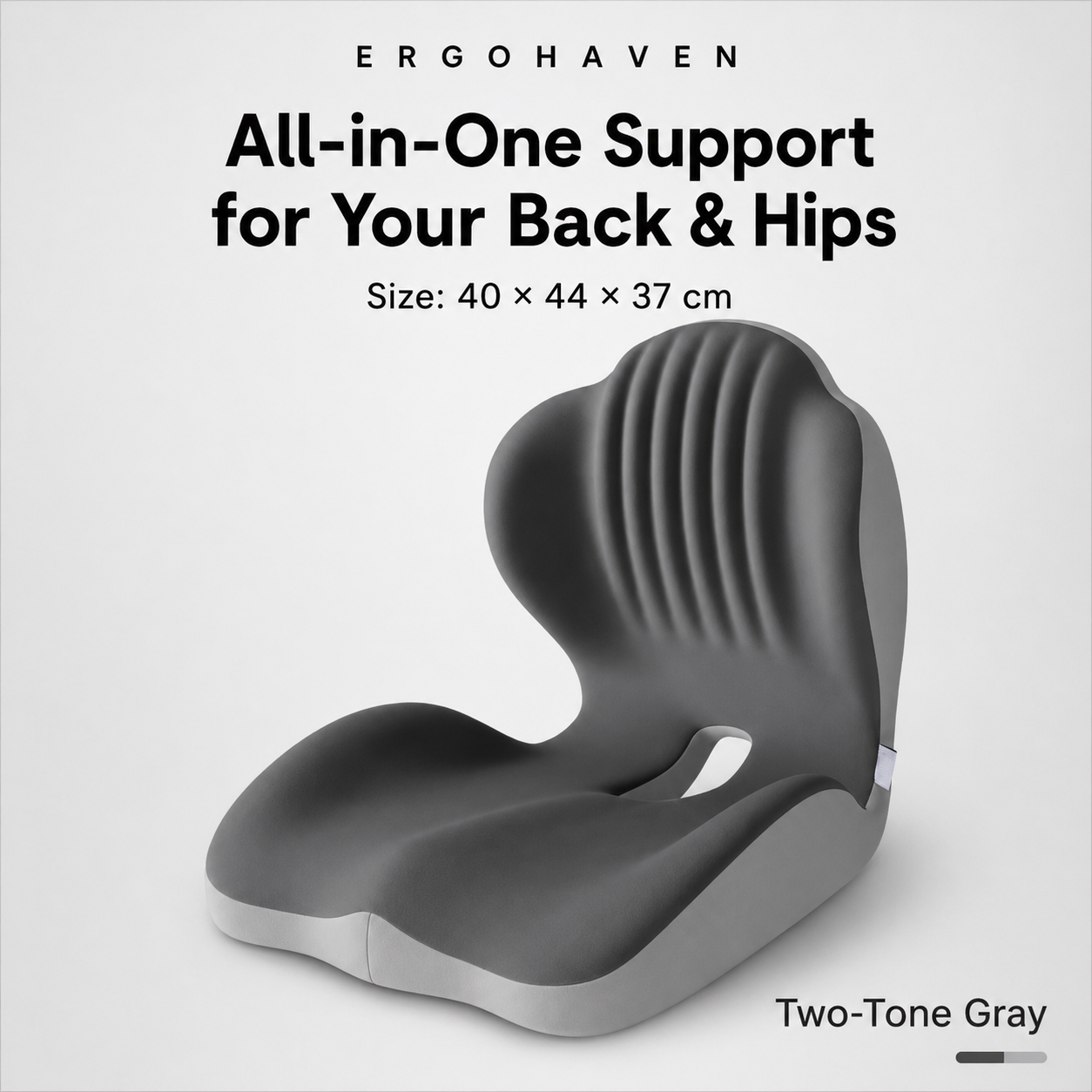 ErgoHaven PostureEase 2-in-1 Ergonomic Memory Foam Seat Cushion with Lumbar Support, L-Shaped Back & Seat Support Pillow, Breathable Non-Slip Office Chair Cushion