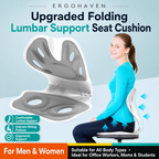 ErgoHaven FoldEase Foldable Lumbar Support Seat Cushion, Ergonomic Back Support for Office Chair, Car Seat & Home, Portable Posture Support Cushion