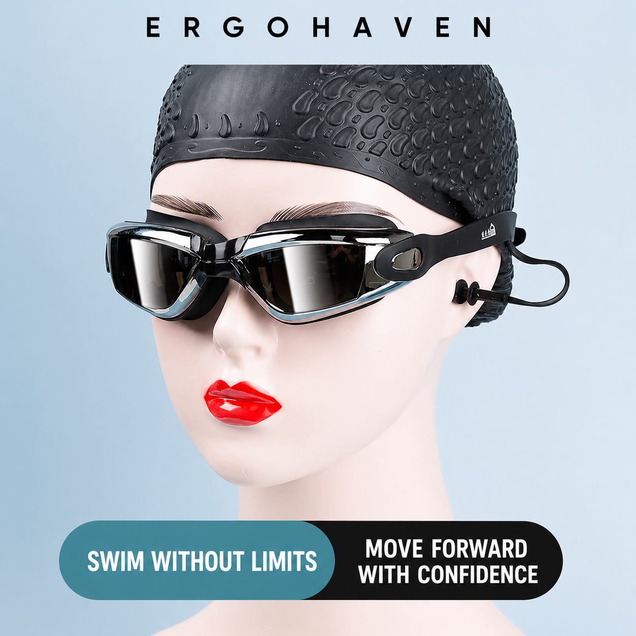 ErgoHaven Prescription Swim Goggles for Nearsighted Adults – Anti-Fog UV Protection