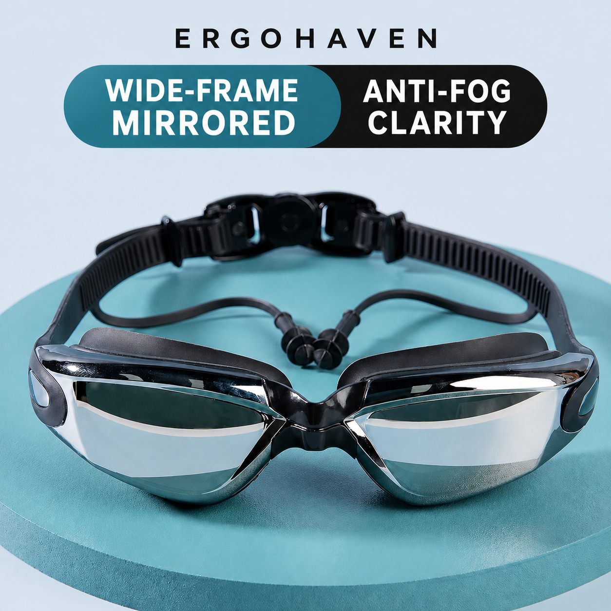 ErgoHaven Prescription Swim Goggles for Nearsighted Adults – Anti-Fog UV Protection